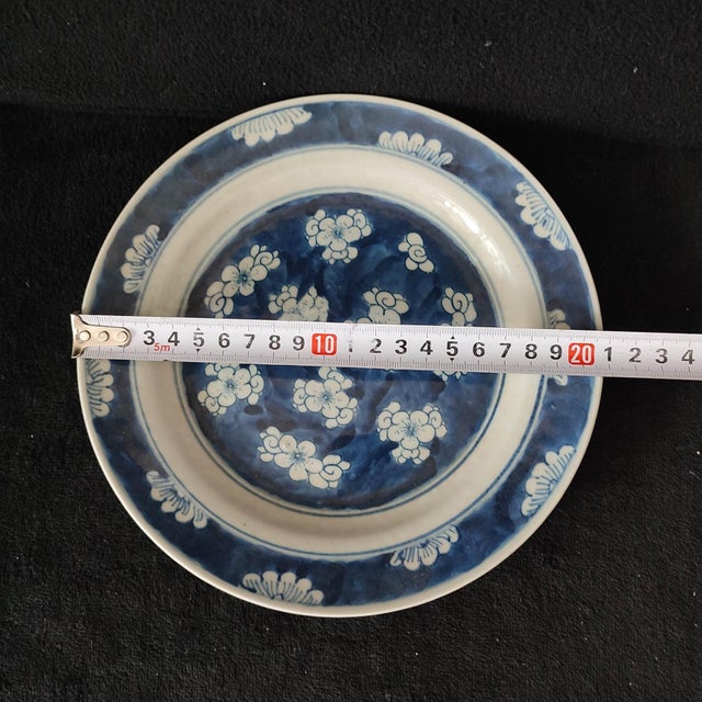 White Chinese Ceramic Plate,Blue and White Porcelain Plate Hand Painted Plum Blossoms Pattern For Sale - Image 8 of 11