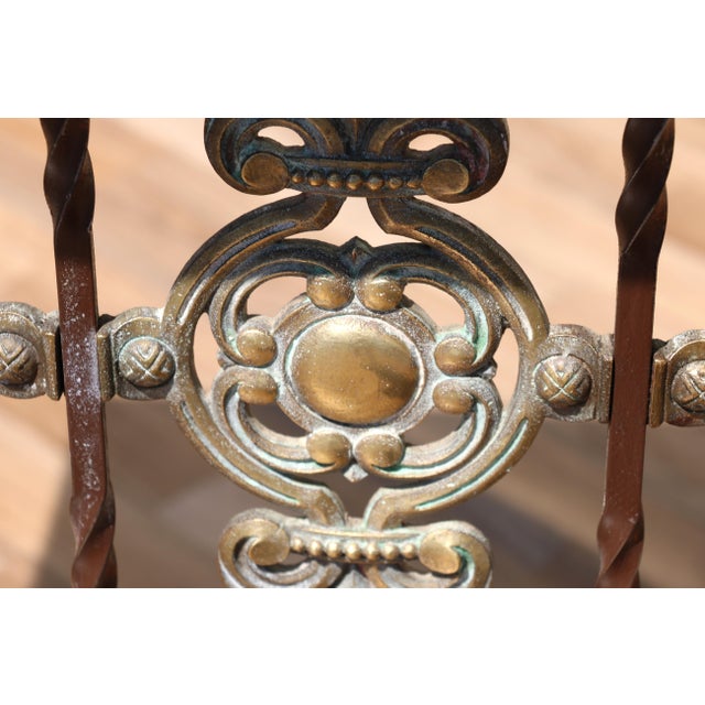 Antique Spanish Revival Entry Hall Table | Wrought Iron, Brass & Black Marble Console | Circa 1910 For Sale - Image 16 of 18