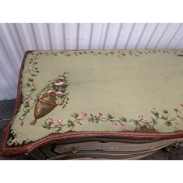 Wood Late 20th Century Painted French Style Jardin Chest of Drawers For Sale - Image 7 of 12