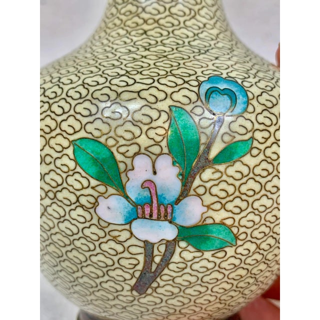 Vintage Floral Cloisonne Vase For Sale In New Orleans - Image 6 of 10