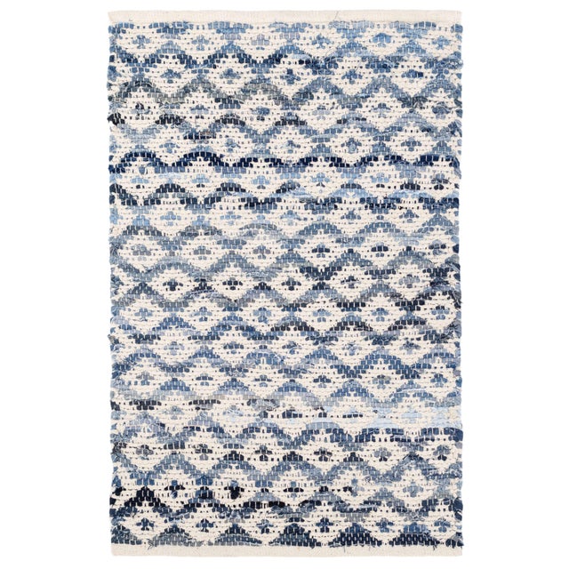 Dash & Albert Dash & Albert by Annie Selke Denim Rag Diamond Ivory Woven Cotton Rug, 9' 6" x 13' 6" For Sale - Image 4 of 4