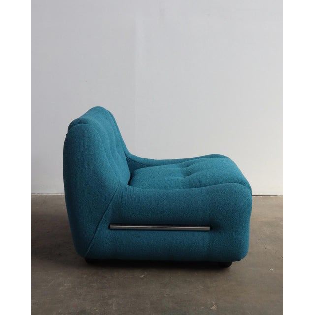 1970s 1970s Italian Tubular Lounge Chairs in Blue Bouclé — A Pair For Sale - Image 5 of 12