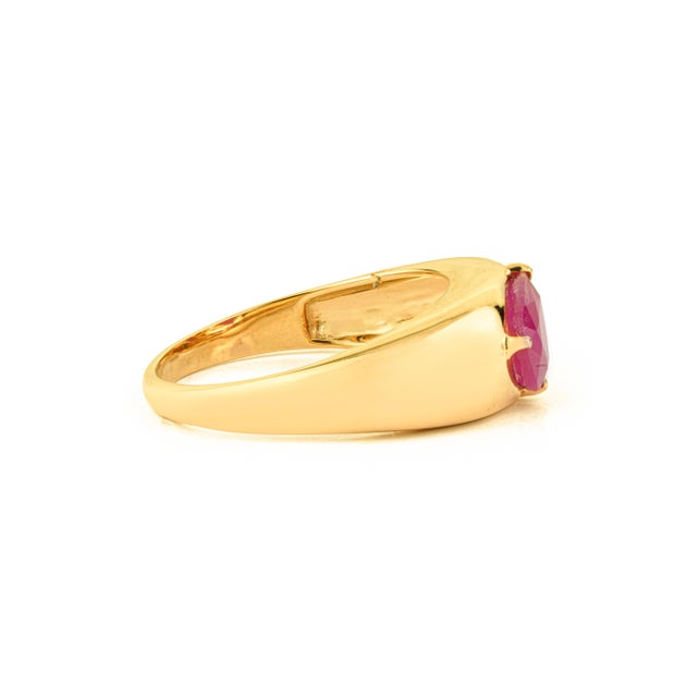 Metal Bombe Style 1.20ct Ruby and Diamond Toi Et Moi 14k Gold Ring Size 5 For Sale - Image 7 of 17
