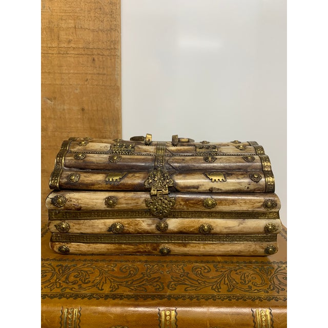 Vintage Dome-Top Bone Box With Brass Handle & Fittings For Sale - Image 4 of 4