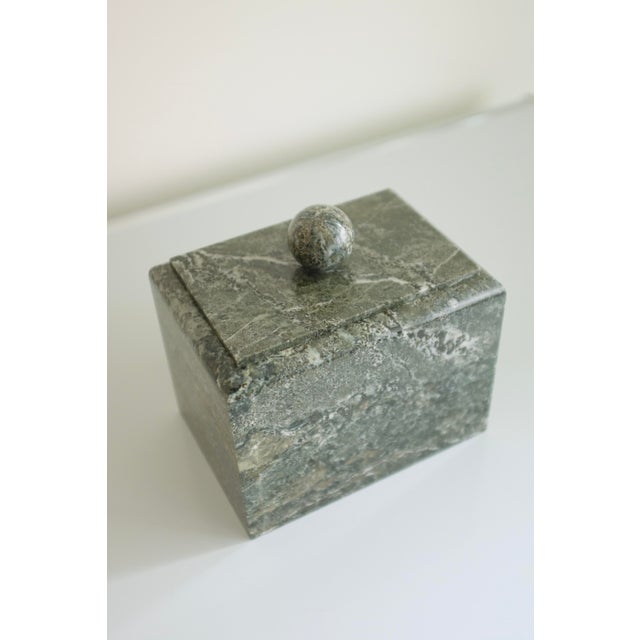 Beautiful large Swedish Kolmårds marble box from the 20th century. In a grey/green shade and rectangular shaped with a...