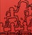 Keith Haring 1990s Abstract Keith Haring Style Acrylic on Canvas Red Painting For Sale - Image 4 of 12