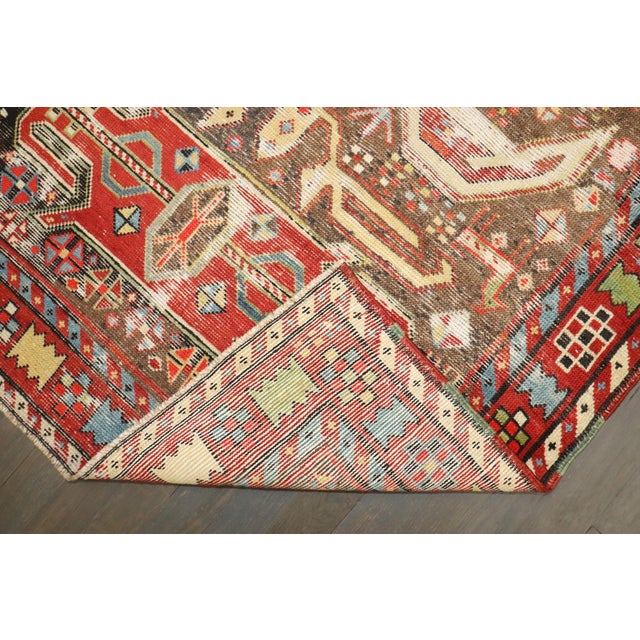 Worn Lenkoran Antique Caucasian Runner - 3'5" x 9'1" For Sale - Image 4 of 4