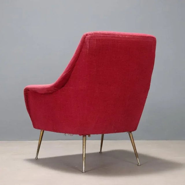 Metal Vintage Armchair in Fabric and Brass, Italy, 1950s-1960s For Sale - Image 7 of 9