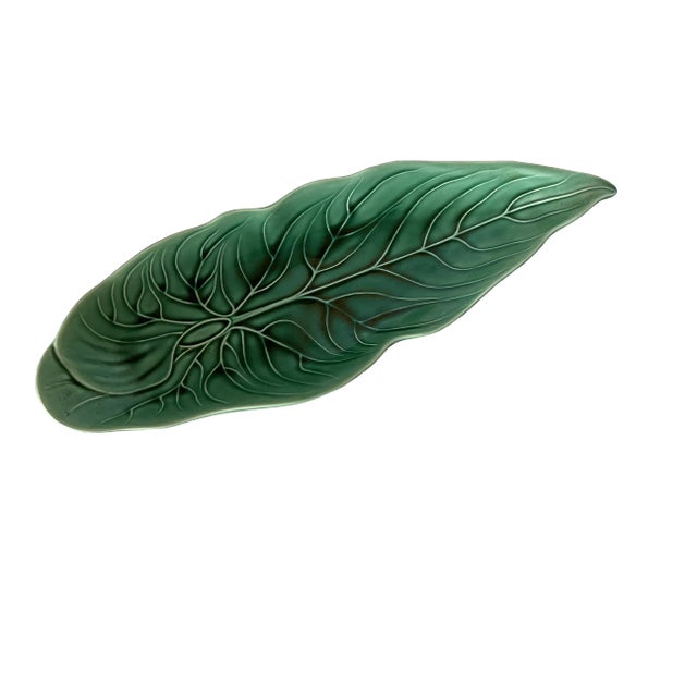 Wedgwood Majolica Green Leaf Dish Stamped For Sale