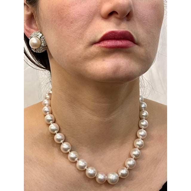 White South Sea Pearls Long Strand Necklace 14 Karat Gold Clasp For Sale - Image 13 of 18