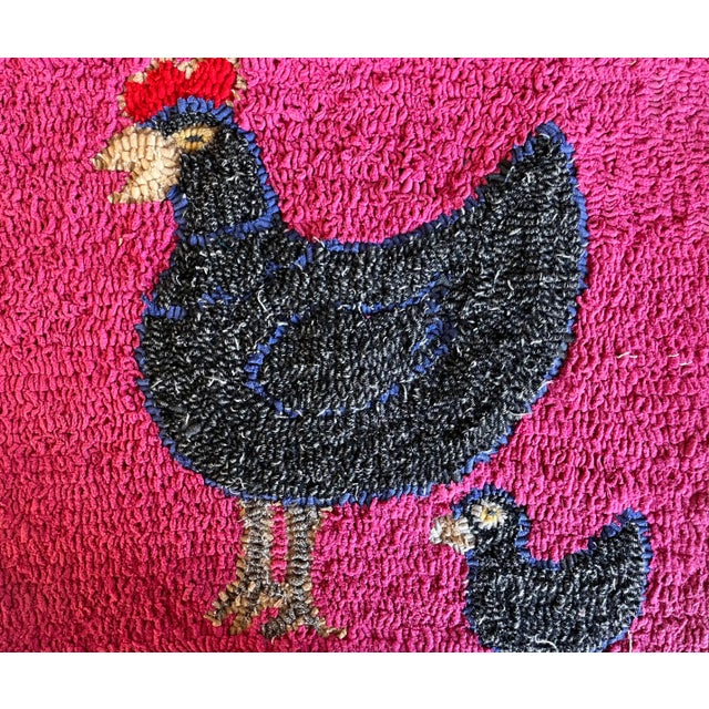 Mexican Vintage Hooked Wool Wall Hanging of a Rooster For Sale - Image 3 of 7