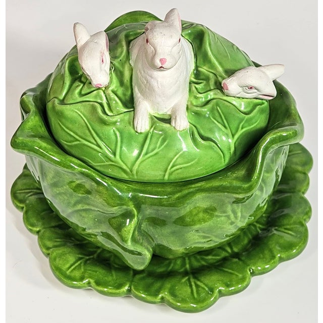 Cabbage and Bunny Turreen and Platter- Set of Two of Two For Sale - Image 10 of 12