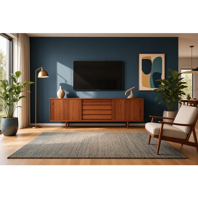 Wood Danish Teak Sideboard with Sliding Doors, 1960s For Sale - Image 7 of 18