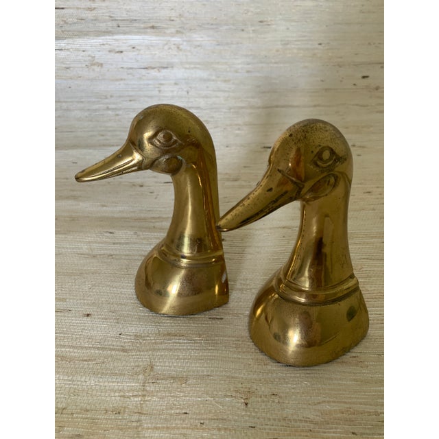Mid 20th Century Vintage Korean Solid Brass Duck Bookends - a Pair For Sale - Image 5 of 6