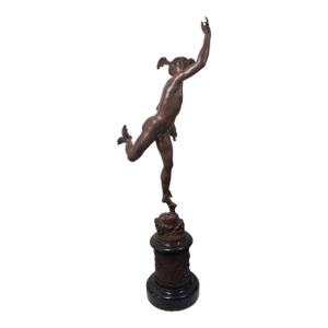 Late 20th Century 27" Patinated Statue of Mercury / Hermes After Jean De Boulogne