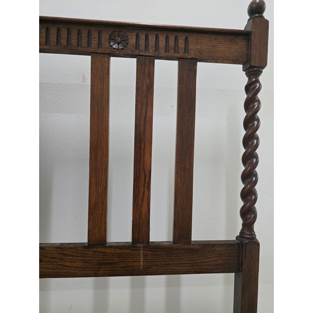 Brown French Antique Full Size Bedframe, Barley Twist With Original Iron Castors and Rails For Sale - Image 8 of 18