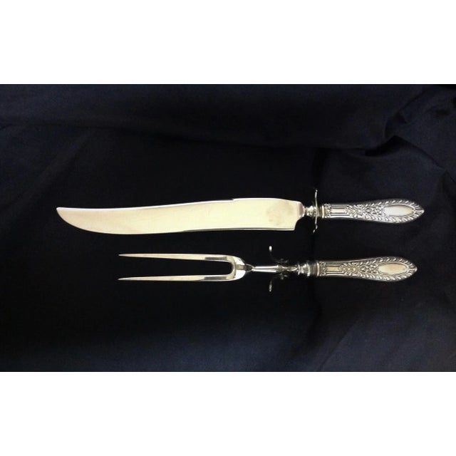 1930s Manchester Sterling Silver Meat Carving Set (1938, No Monograms) a Pair