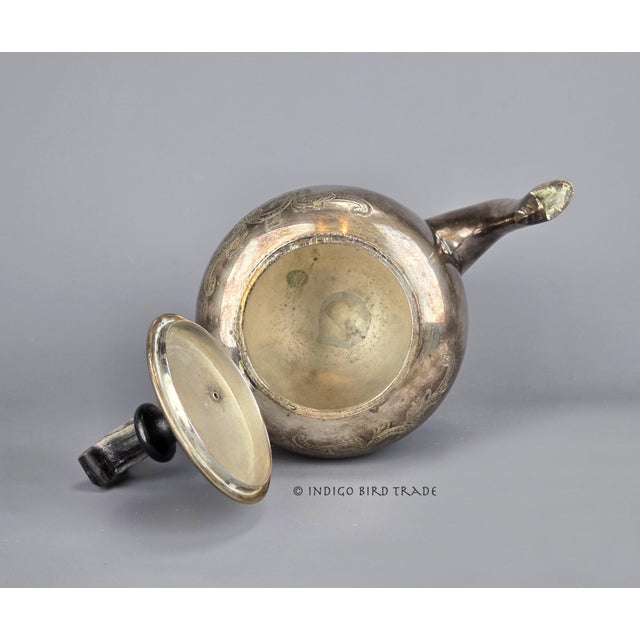 Silver Antique Victorian Silver Plated Tea Set of 3 - Teapot Creamer and Sugar Bowl With Lid For Sale - Image 8 of 14