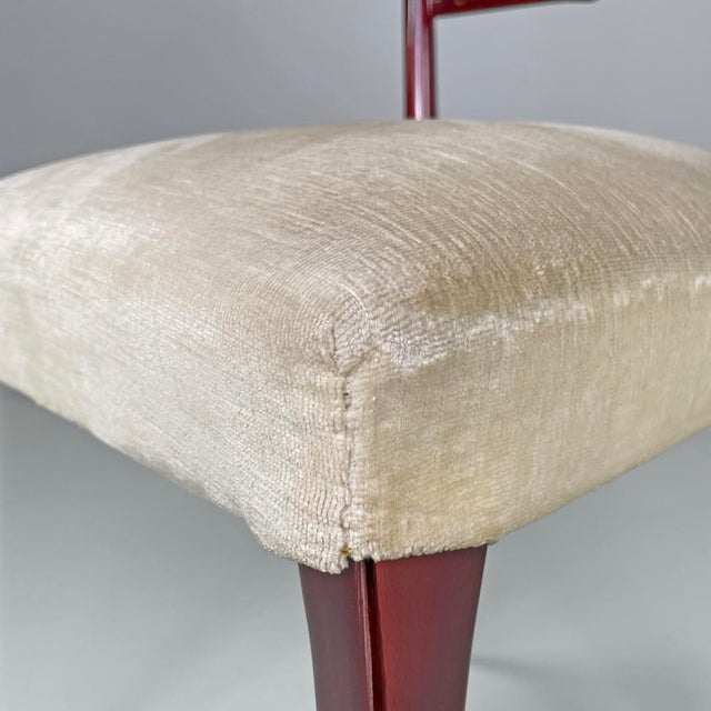 Italian Modern Red Lacquered Wooden Chairs with Ivory White Fabric, 1970s, Set of 4 For Sale - Image 14 of 18