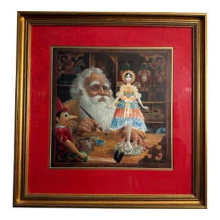 Late 20th Century Signed James C. Christensen "The Gift for Mrs. Claus" Custom Framed Lithograph Number 1932/3500 For Sale