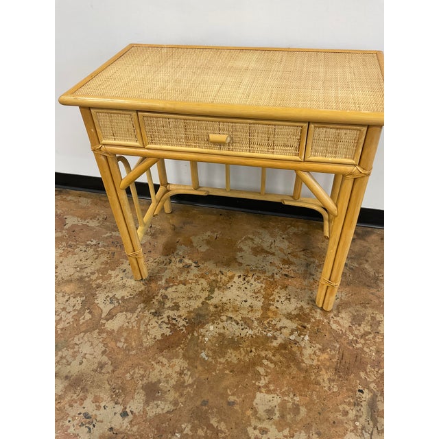 Tan Vintage Bamboo and Rattan Desk, Scandinavian For Sale - Image 8 of 16