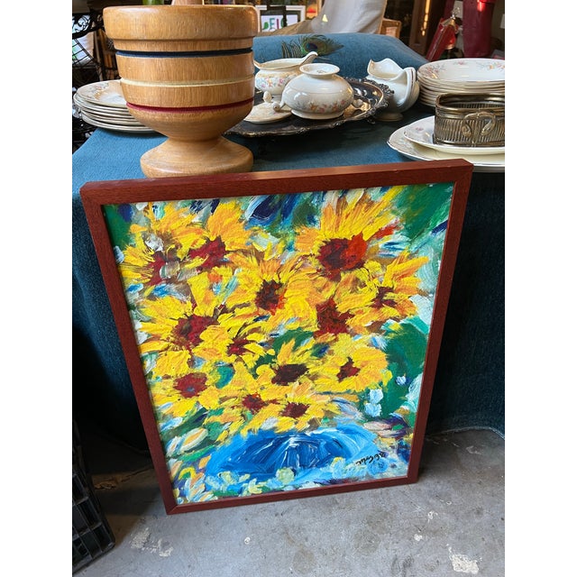 Up for consideration is a beautiful vintage signed and framed sunflower painting. This would look lovely in your home and...