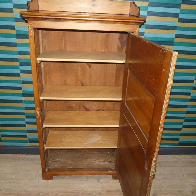 Tall Antique Biedermeier Wooden Pantry Cupboard For Sale - Image 12 of 18