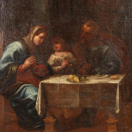 Italian Artist, The Holy Family, Oil on Canvas, 1600s For Sale - Image 3 of 15