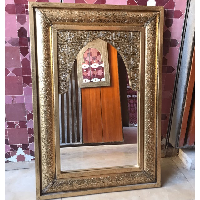 Brass Vintage Andalusian-Inspired Brass Framed Wall Mirror For Sale - Image 8 of 8