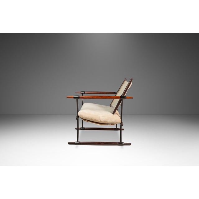 Mid-Century Modern Rare Danish Modern Restored Stokke "Stick" Chair in Suede & Rosewood by Jens H. Quistgaard for Nissen Langaa, Denmark, C. 1960s For Sale - Image 3 of 18