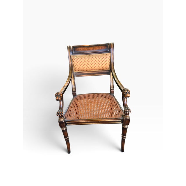 Theodore Alexander Regency Style Carved Lion Head Mahogany Armchair For Sale In Boston - Image 6 of 15