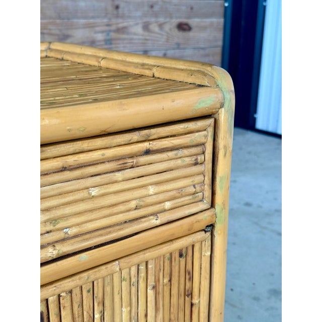 Vintage Refinished Coastal Organic Modern Split Rattan Nightstand or Chest For Sale - Image 10 of 12