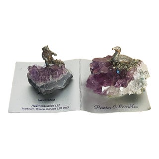 1970s Set of Two Amethyst Pewter Figurines Canadian Collection For Sale