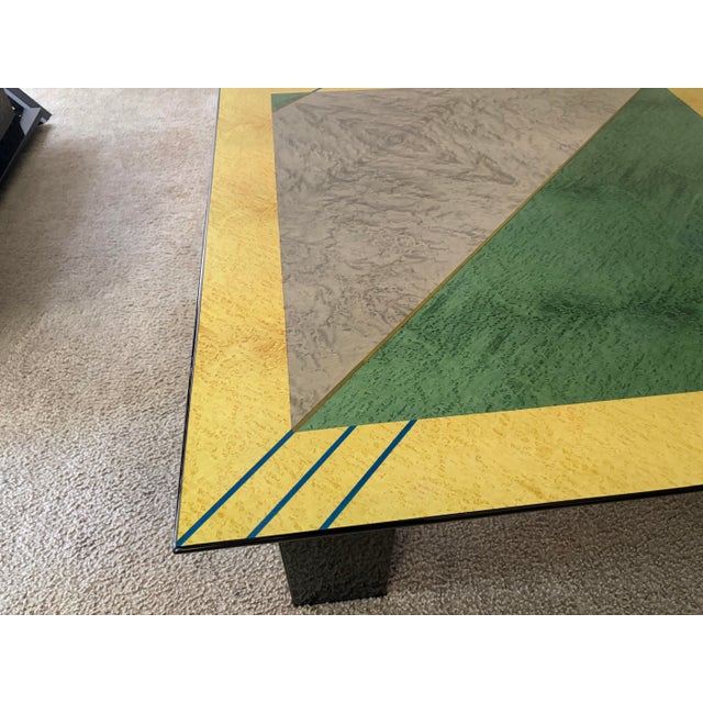 Wood Rare Vintage Alf Italia Postmodern Geometric Coffee & Side Table Set (3 Pieces) For Sale - Image 7 of 9