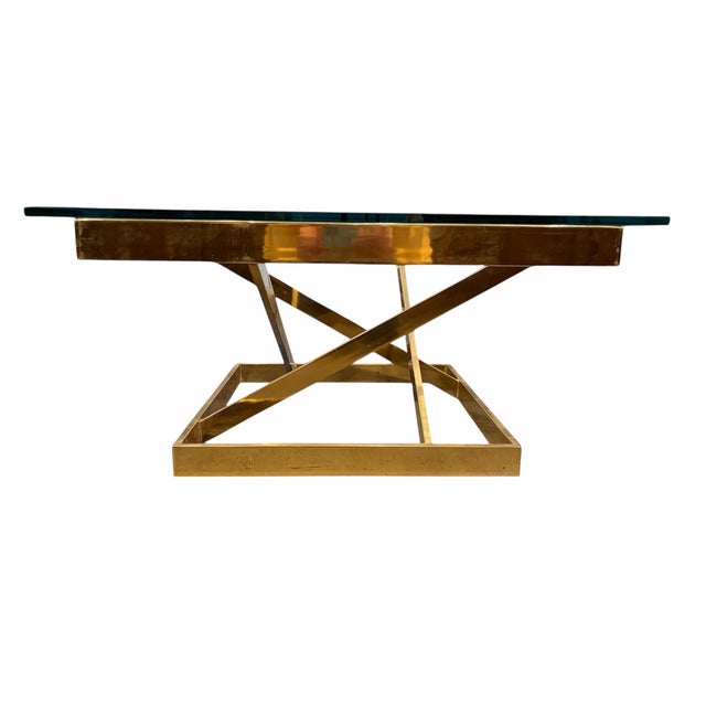 Regency Style Brass and Glass Coffee Table For Sale - Image 4 of 4