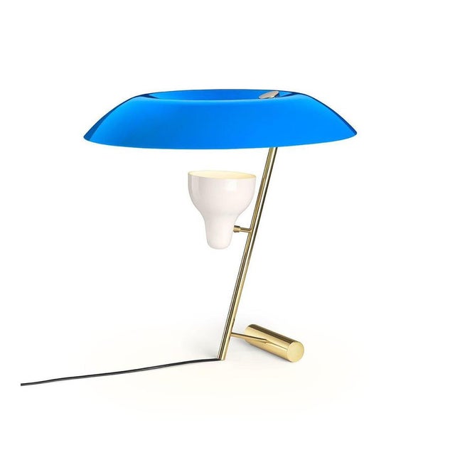 Model 548 Lamp in Polished Brass with Blue Diffuser by Gino Sarfatti for Astep For Sale - Image 11 of 13