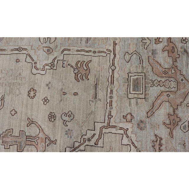 Textile Finely Made Tabriz Design Rug in a Soft Taupe Field and Accents in Brown 8'9 X 11'7 For Sale - Image 7 of 11