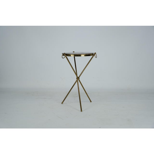 Italian Brass and Wood Tripod Coffee Table, 1950s For Sale - Image 12 of 13