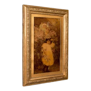 1900's Small Antique Crystoleum Picture