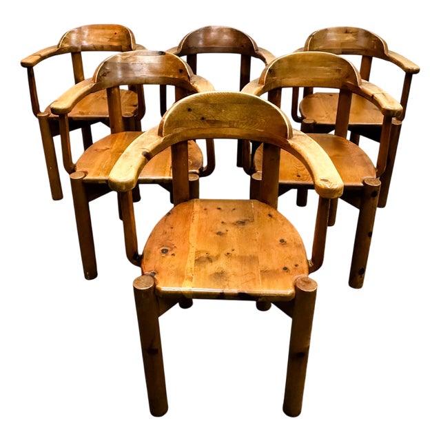 Vintage Pine Armchairs by Rudolf Steiner, Set of 6 For Sale