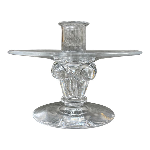 Stueben Glass Crystal No. 7208 Candlestick James McNaughton 1938 Art Deco For Sale
