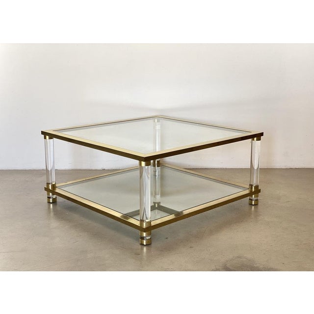 Brass and Acrylic Glass Coffee Table, 1970s For Sale - Image 9 of 9