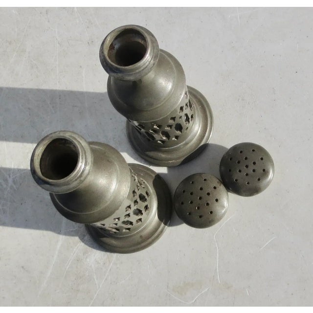 Metal Matching Pewter Salt and Pepper Shakers - a Pair of 2 For Sale - Image 7 of 7