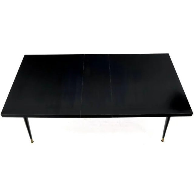 Black Laminate Tapered Dowel Legs Dining Table With Extension Board For Sale - Image 4 of 11