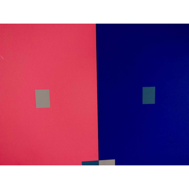 Modern Modern Josef Albers Original Silkscreen 1963 [VII-4b] Red/Blue W/Custom Frame For Sale - Image 3 of 5