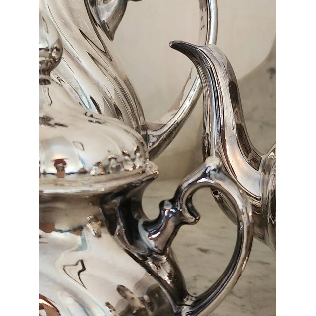 Metal Art Deco German Silver Enamel Tea & Coffee Service, Attributed to Wmf, Circa 1930s For Sale - Image 7 of 12