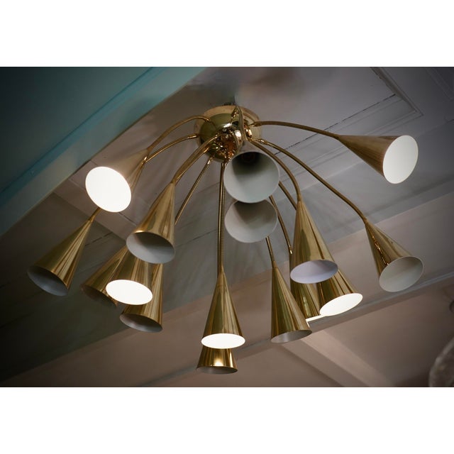 Sputnik Semi Spherical Brass Chandelier and Pendant, 1990s For Sale - Image 6 of 10