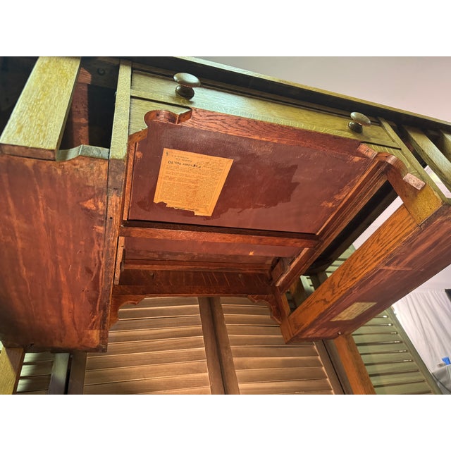 1960s Larkin Vintage Mission Oak Quarter Sawn Library Table For Sale - Image 12 of 12