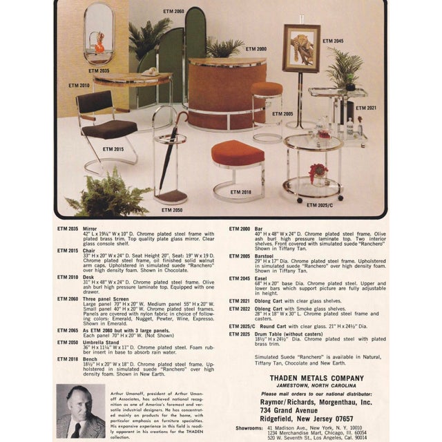 Arthur Umanoff Upholstered Stool With Chrome Base by Thaden Metals For Sale - Image 9 of 9
