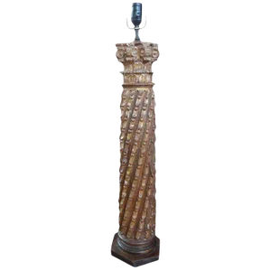 19th Century Italian Giltwood Corinthian Column Table Lamp